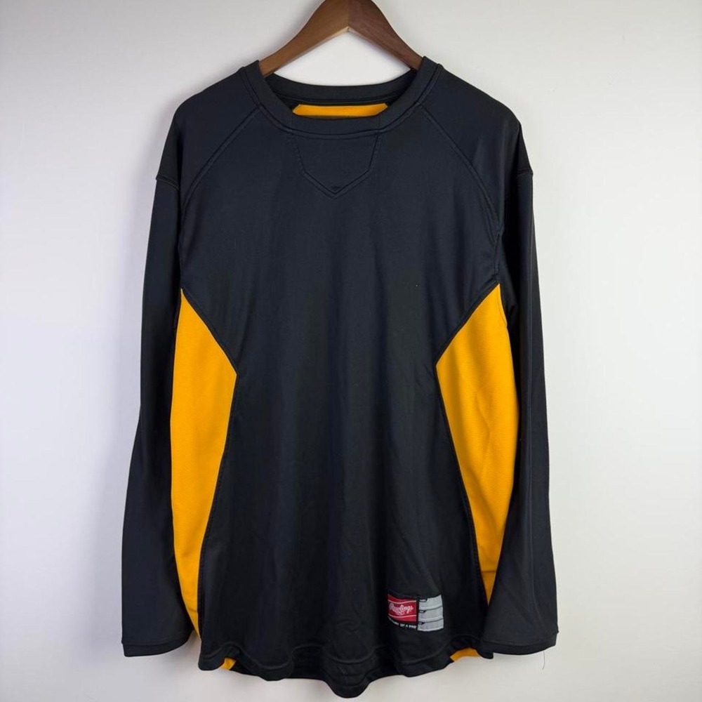 Y2K Rawlings Black & Yellow Long Sleeve Baseball Jersey Size Large